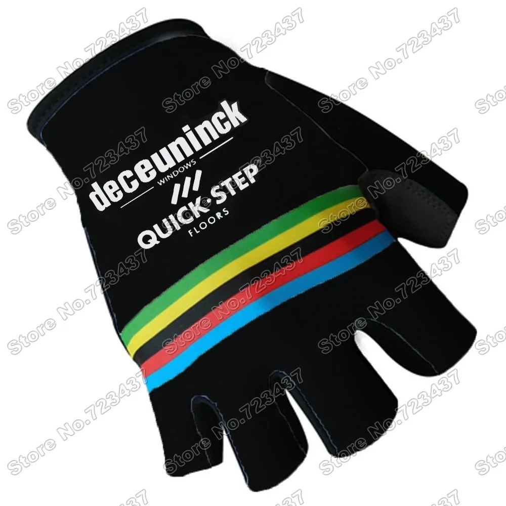 Black 2021 World Champion Cycling Gloves QUICK STEP Bicycle Jerseys Gel Half Finger Bike Glove MTB Gant Cyclisme Guante Ciclismo | Спорт и