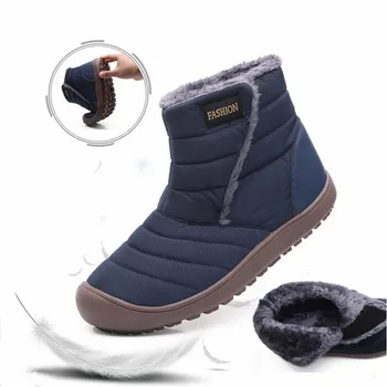 

Men Shoes Winter Waterproof Cloth Snow Boots Couple Warm Plush Ankle Boots Unisex Outdoor Non-slip Boots Men Women Size 36-46