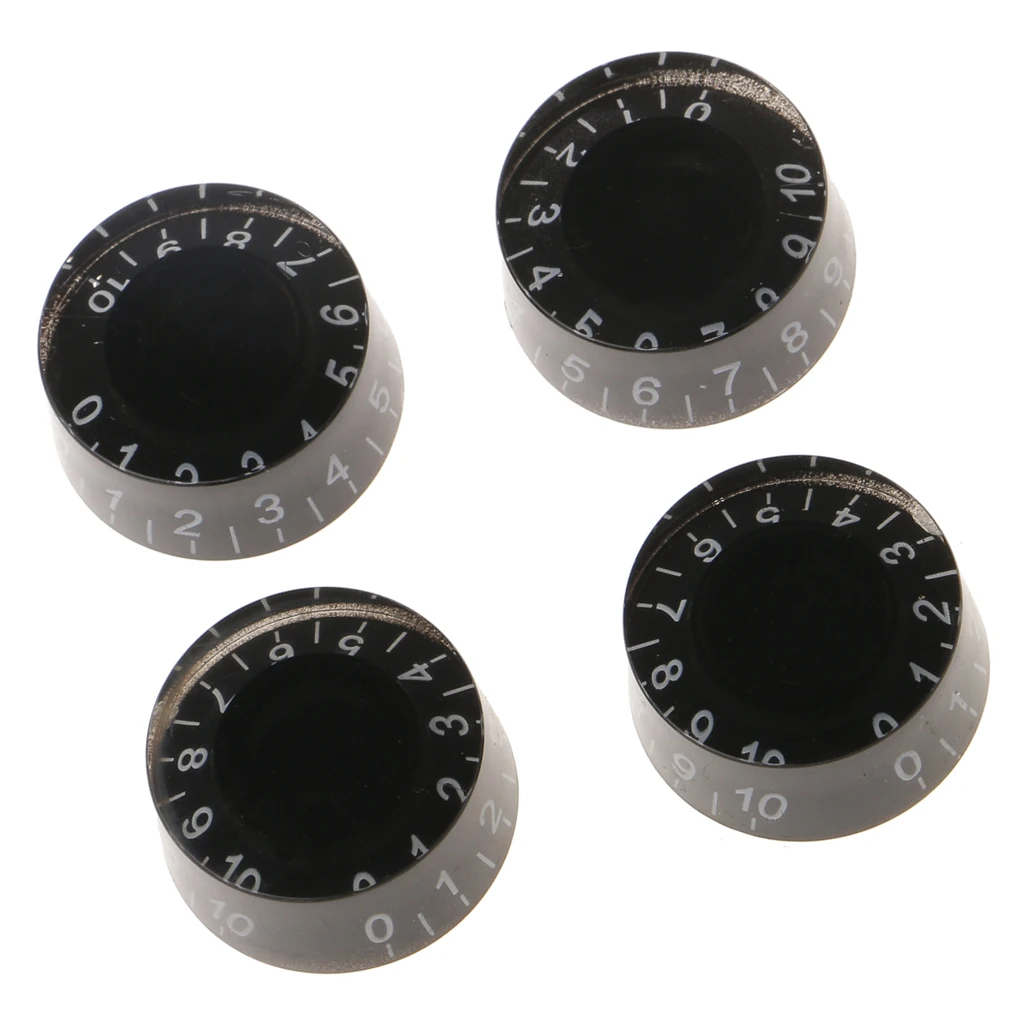 Pack of 4 Volume Tone Control Knobs Caps with Number Plastic for Les Paul Electric Guitar Black