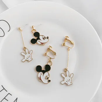

Cute Minnie Stud Earrings for Women Korean Fashion Mickey Silver Color Earrings Animal Ladies Accessoriesy
