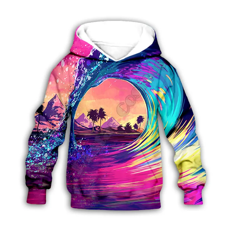 

Waves 3d printed Hoodies family suit tshirt zipper Pullover Kids Suit Sweatshirt Tracksuit/Pant Shorts 04