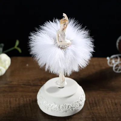 Elegant and Refined Ballerina Dance Carousel Music Box 2 Color Feather Music Box Diy Wedding Birthday Gift for Girls