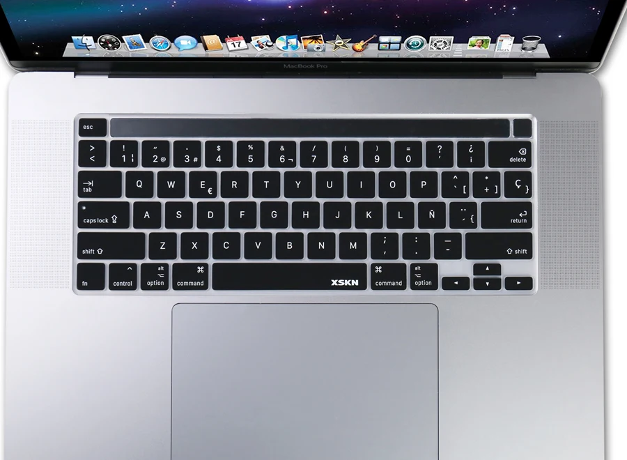 XSKN Spanish Language Black Silicone Keyboard Cover Skin for A2141 US Version 16 inch New MacBook Pro with Touch Bar & Touch ID