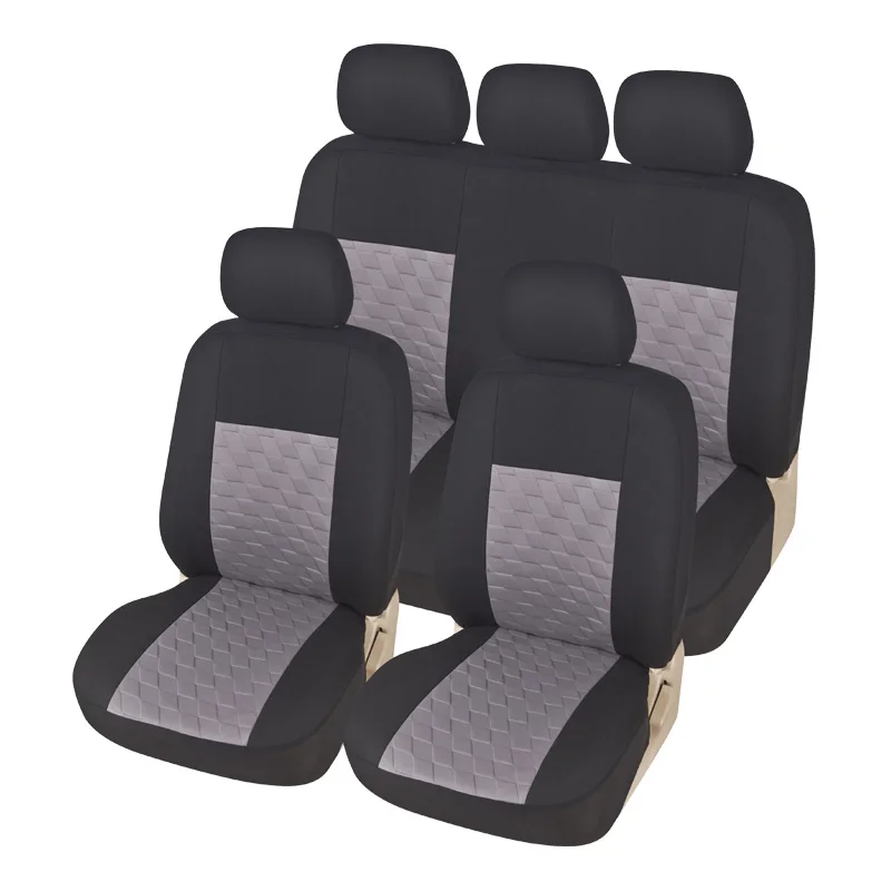 Высококачественный модный 9-шт чехол для сиденья, уникальный четырехсторонний узор, защита сиденья, много цветов на выбор для большинства чехлов для сидений - Название цвета: GRAY SEAT COVER