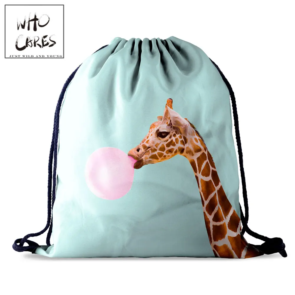 Drawstring-Bag Backpack Portable Shoes Fashion Women Casual Who for Gym Cares Giraffe
