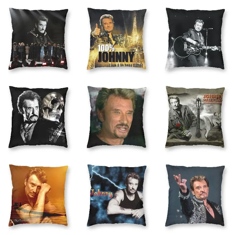 

Johnny Hallyday Cushion Cover Two Side 3D Printing Rock Music Floor Pillow Case for Sofa Custom Pillowcase Decoration