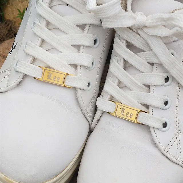 Customized Name Shoe-buckle Nameplate Buckie Gold Silver Charm Personalized Stainless Steel buckle Jewelry Designer shoes Shoelaces Tags