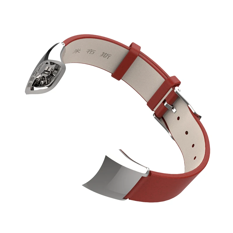 Mijobs кожаный ремешок для huawei Honor Band 4 5 Смарт-часы наручные часы ремешок для Honor 4 5 умный Браслет ремешок - Цвет: Red Silver