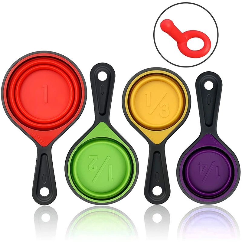 Collapsible Measuring Cups and Measuring Spoons - Portable Food Grade  Silicone Measurement Cup Set for Liquid & Dry Foods - Baking & Cooking -  Kitchen