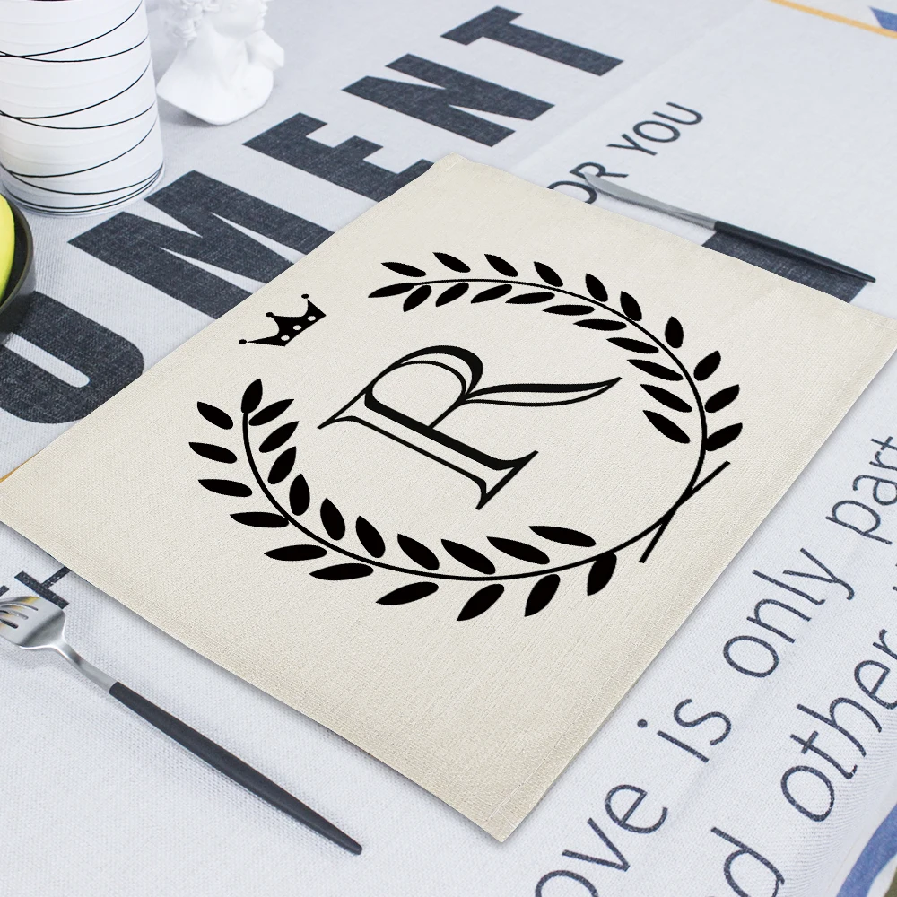 42*32cm Geometric Letter Wedding Napkin Dining Table Mat Drink Coasters Linen Pads Kitchen Table Mats Napkins Servilleta De Tela - Цвет: CD32-18