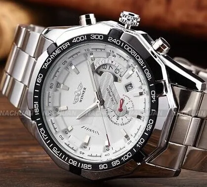 Hot Winner Luxury Brand Luxury Sport Men Automatic Skeleton Mechanical Military Watch Men full Steel Stainless Band Luxury 