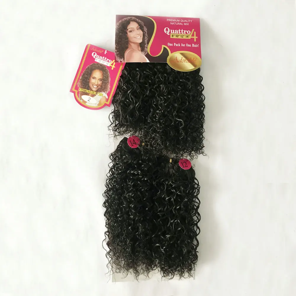 Resistente ao Calor de Alta o Cabelo Sintético Encaracolado Kinky Adorável Tece Pacotes - Lote Fibra Temperatura Quattro Bebe Onda Pces 4 3 Apliques e perucas