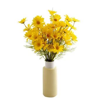 

10pcs/bouquet Artificial Daisy Decorative Flowers Silk Fake Chamomile Flowers Stamen Small Daisy for Wedding Home Table Decor