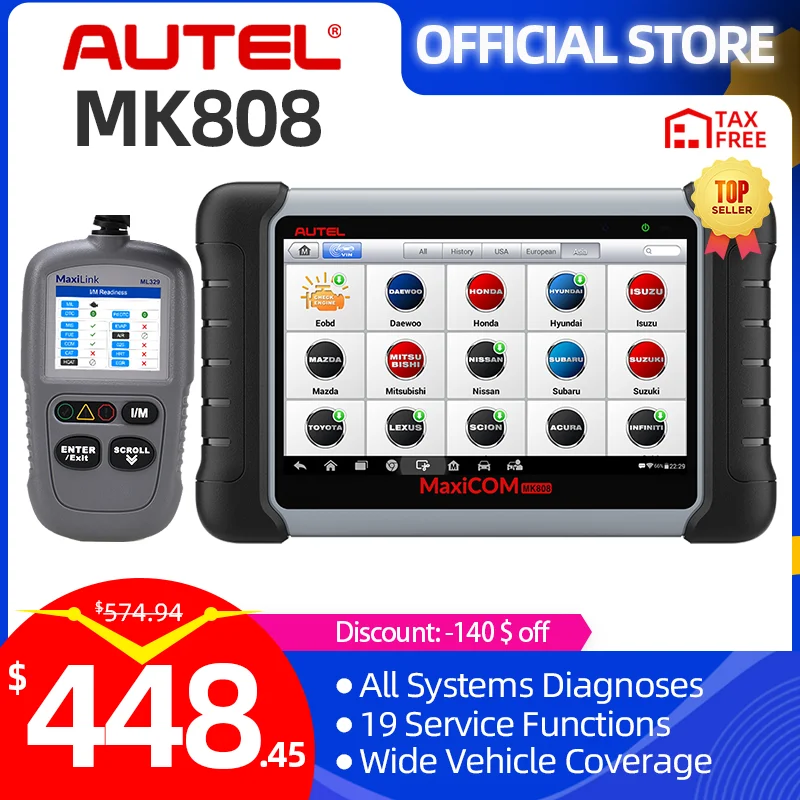 Сканер Autel MaxiCOM MK808 OBD2 профессиональный автоматический фридер OBD 2 считыватель