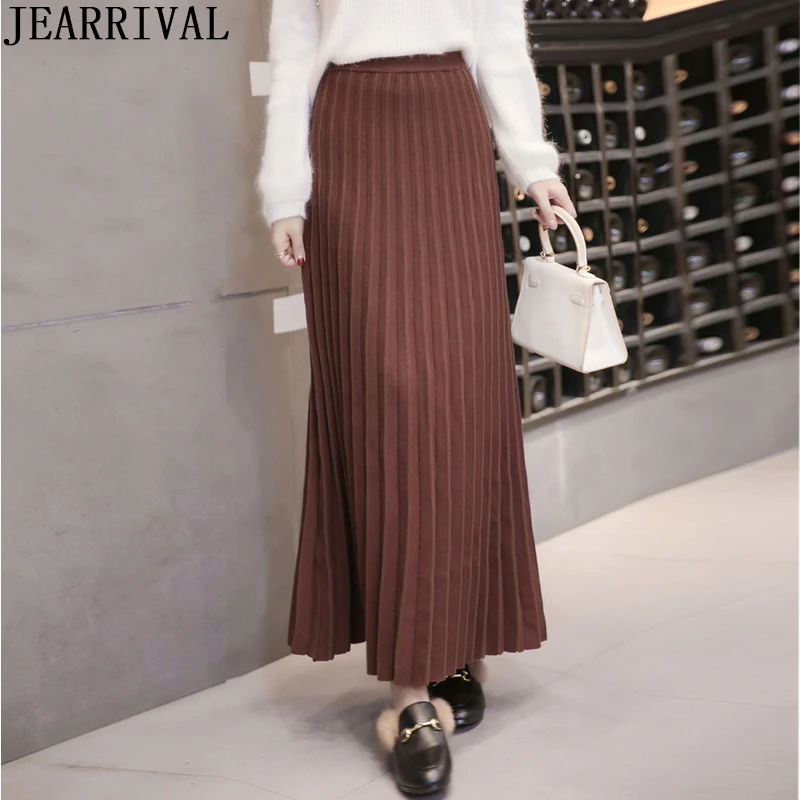 Осень-зима 2019 теплая длинная юбка высокая талия одноцветная модная тонкая