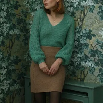 

France Mohair Women Sweater Pullovers Fashion Vintage Long Sleeves High-end Runway Thin Sweaters Tops Casual Loose Chic Sweaters