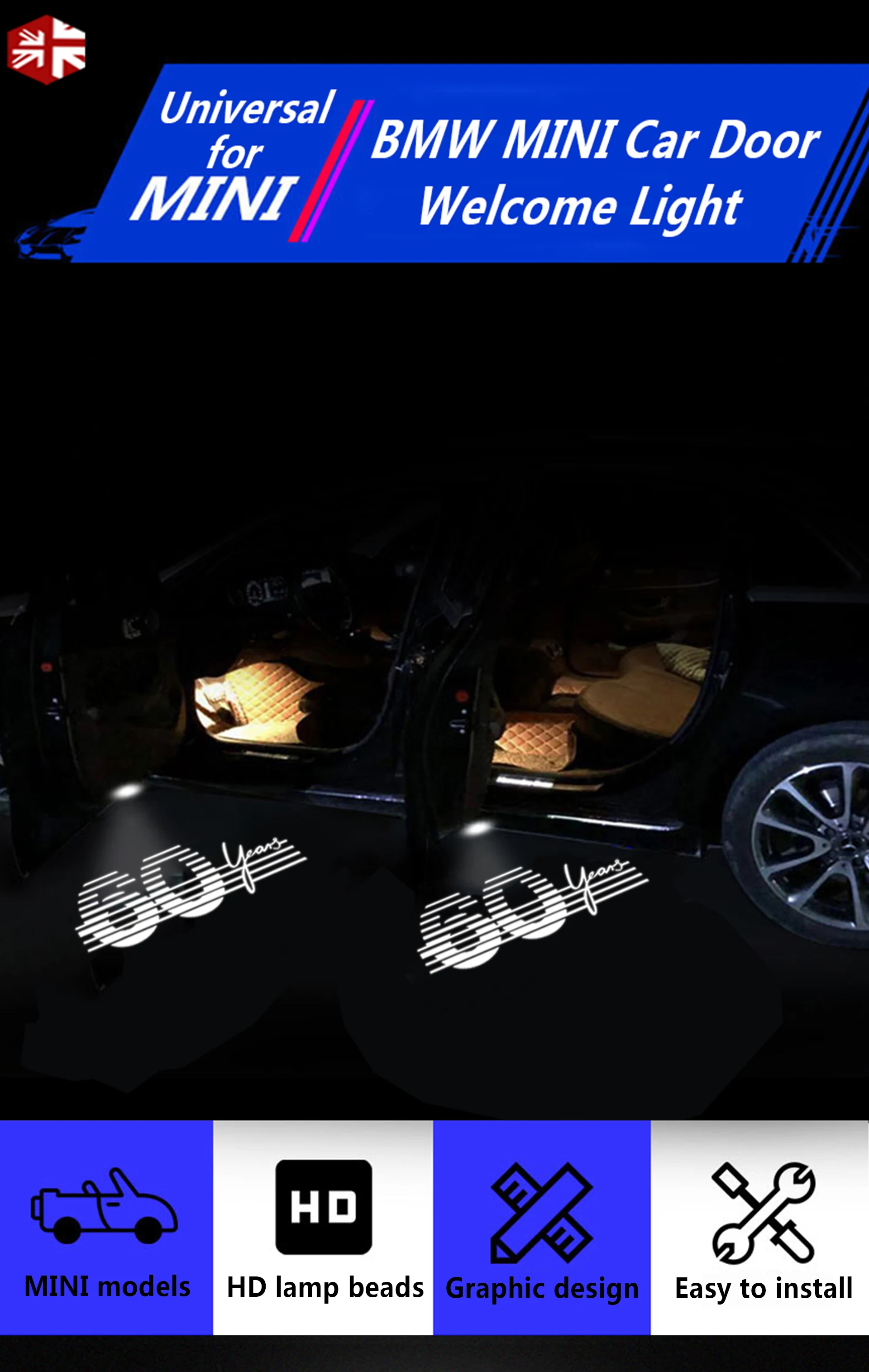 2 предмета подсветка дверей автомобиля светодиодный двери автомобиля Добро пожаловать лампы, проступающей свет логотип для MINI Cooper R50 R53 R55 R56 R57 R58 R59 R60 F55 F56 F60