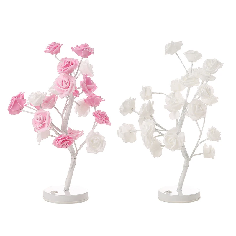 

24LED Decoration Light Tree Shape Rose Flower Potted Light Festive Party Supplies