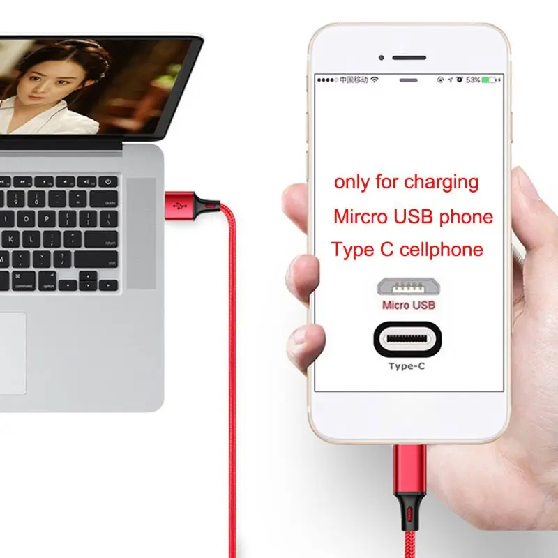 2в1 Универсальный Micro usb type C зарядный кабель провод для Samsung Oneplus Xiaomi Huawei ZTE sony htc Android мобильный телефон планшет