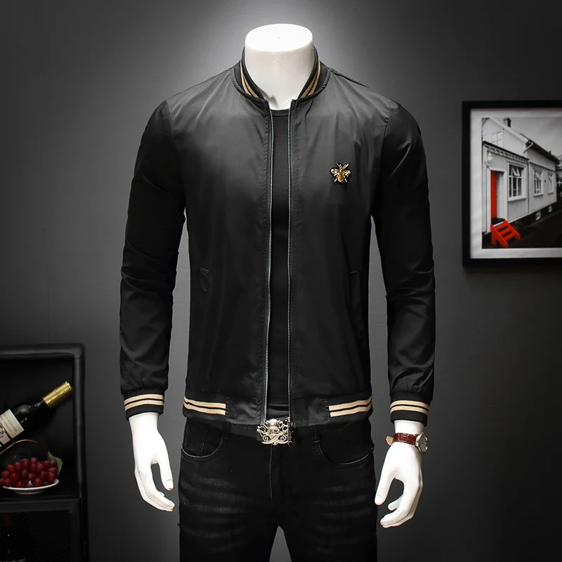 

Newest Fashion Designer Brand O-neck Men Jackets Solid Men Bomber Jacket Baseball Outerwear Coats Black White M-4XL 5XL 2111