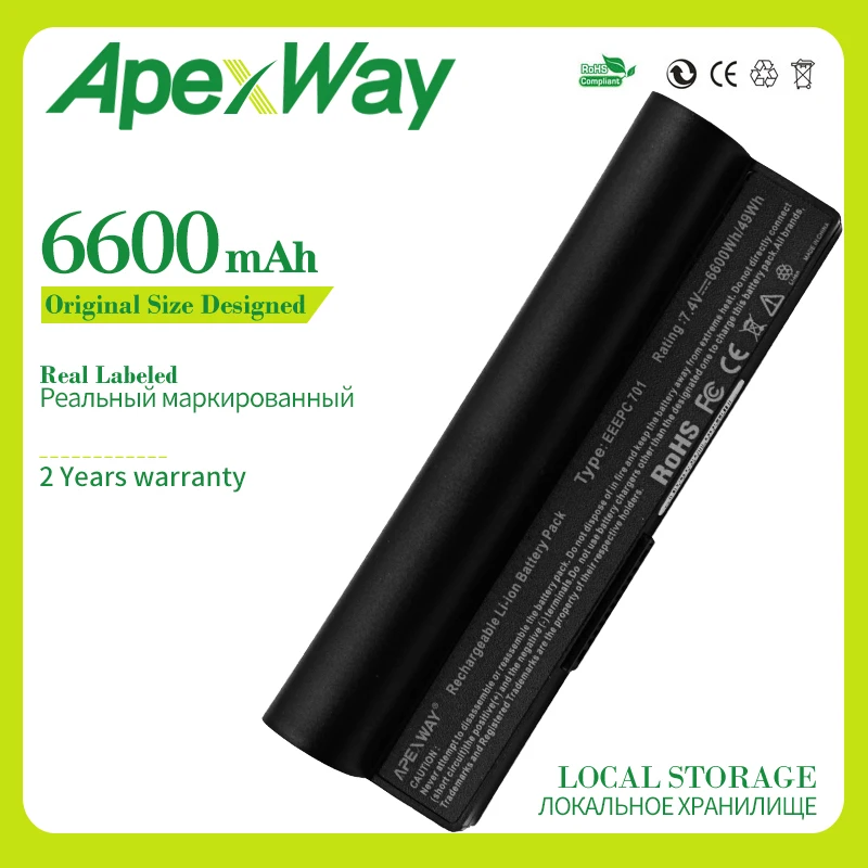 Аккумулятор Apexway для ноутбука Asus 6 ячеек 6600 мА/ч 4G 8G 2G Surf 1 2 900 700 | Компьютеры и офис