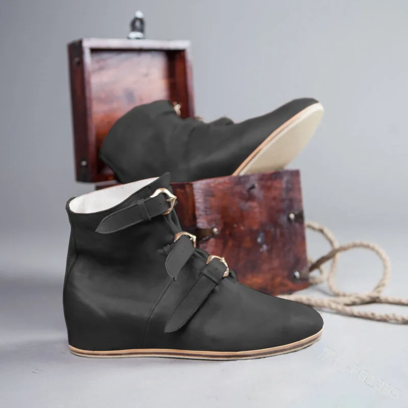 

women/Men's Medieval Leather Shoe Middle Ages Ankle Boots Victorian Renaissance Boot Shoes