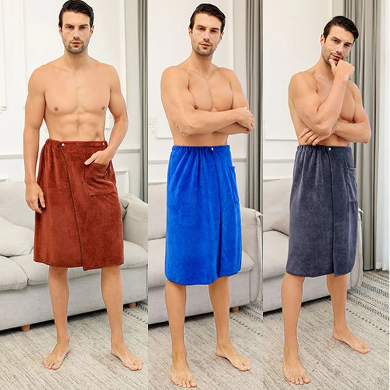 black pajama pants Men Soft Bathrobes Comfortable Home Clothes Solid Color Men's Bath Dress Flannel Nightgown with Pocket Wearable Towels Bathrobe mens cotton sleep shorts