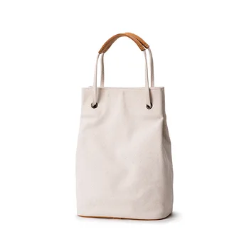 

YONBEN white canvas bag female 2020 new shoulder art small fresh bucket shoulder bag simple cloth bag