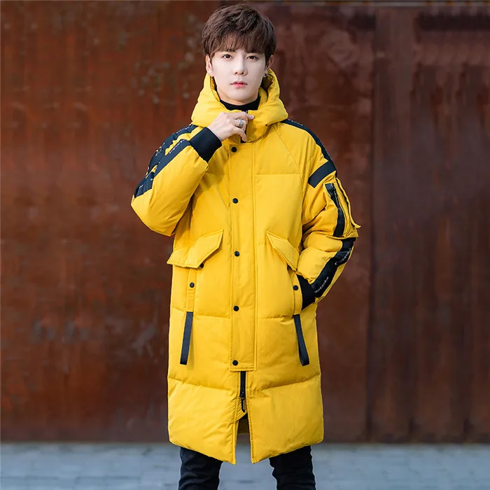 Мужская зимняя длинная куртка-пуховик с капюшоном, парка большого размера, пуховик, модная Высококачественная верхняя одежда для мужчин JIA461