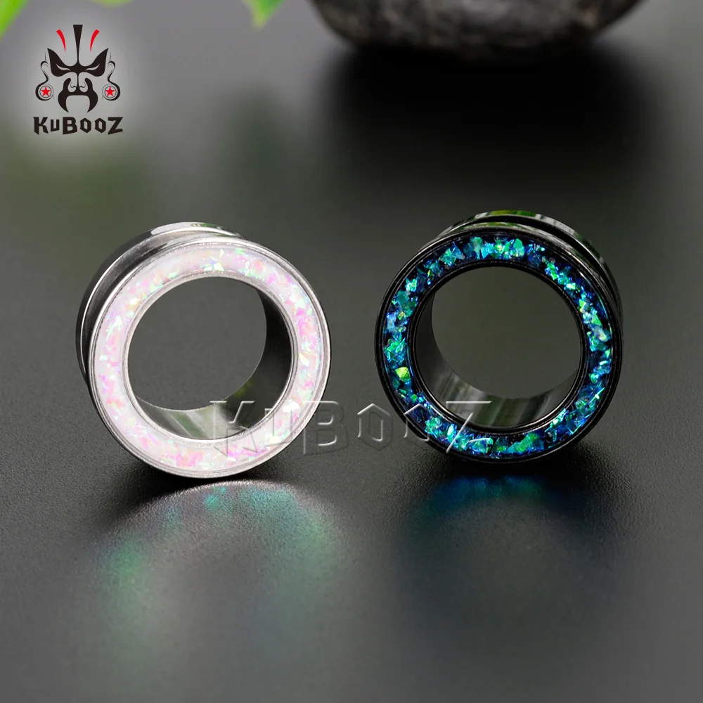 Stainless Steel Annulus Opal Ear Piercing Tunnels Gauges Stretchers Body Jewelry Earring Earring Expanders KUBOOZ Trendy Popular piercing jewelry body piercing earrings ear piercing jewelry metal jewelry body piercing jewelry body jewelry