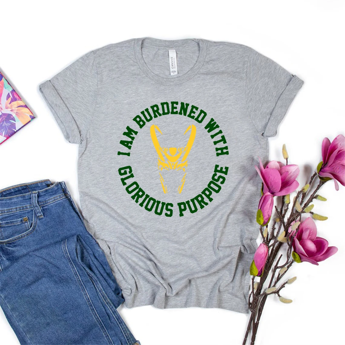 

I Am Burdened with Glorious Purpose Tshirt Loki Shirt God of Mischief T-Shirt Superhero Tee Unisex Graphic Tees T Shirts