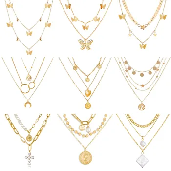 

Modyle 2020 New Multilayer Punk Vintage Necklaces & Pendants For Women Retro Charm Gold Color Choker Necklace Bohemian Jewelry