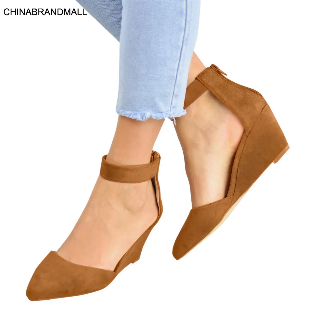 

Women's platform sandals wedges high heel Buckle Strap Roman Sandals Ladies Solid summer sandals Ankle Strap Zipper Shoes #G35