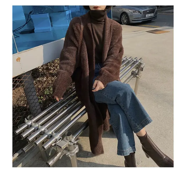 女性のイミテーションミンクベルベットコート,Vネック,ニット
