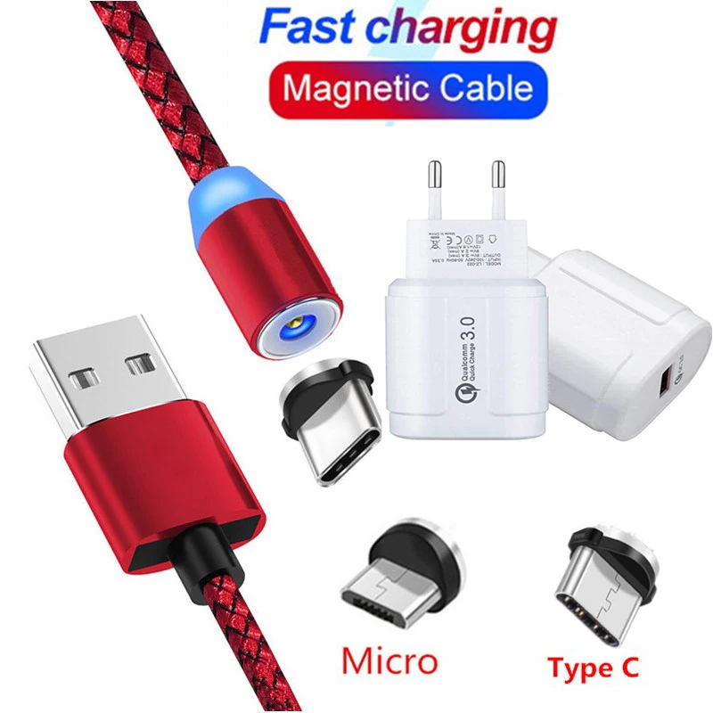 Быстрое зарядное устройство USB с магнитными разъемами светодиодный Тип C Micro