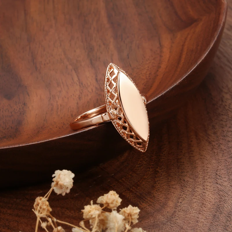 Wedding Rings Kinel Rings for Women 585 Rose Gold Simple Weaving Rhombus Rings Ethnic Bride Wedding Jewelry