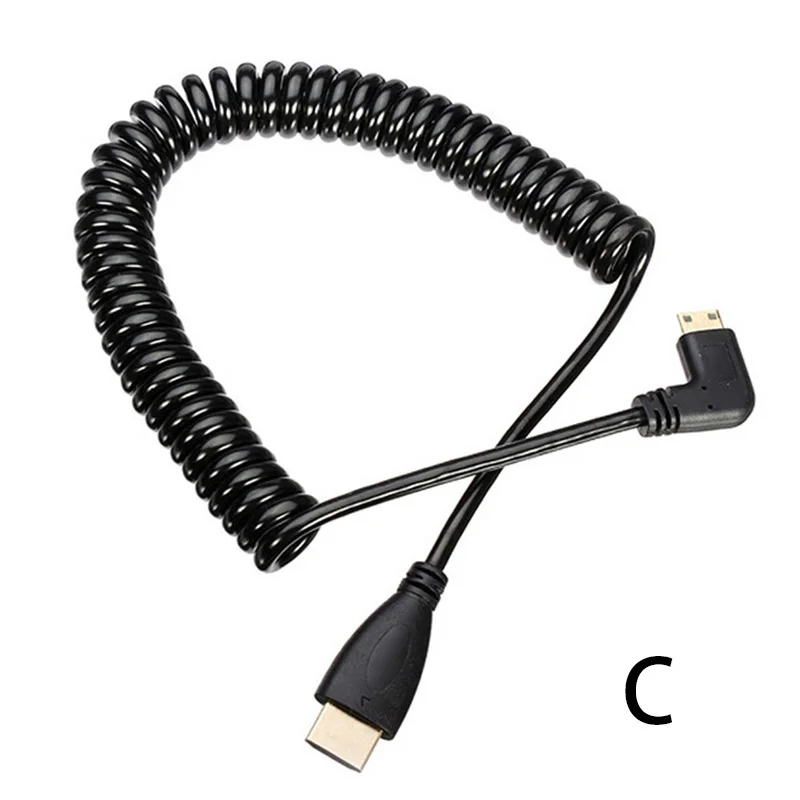 Микро HDMI кабель Весна расширение 90 градусов угол Портативный прочный для