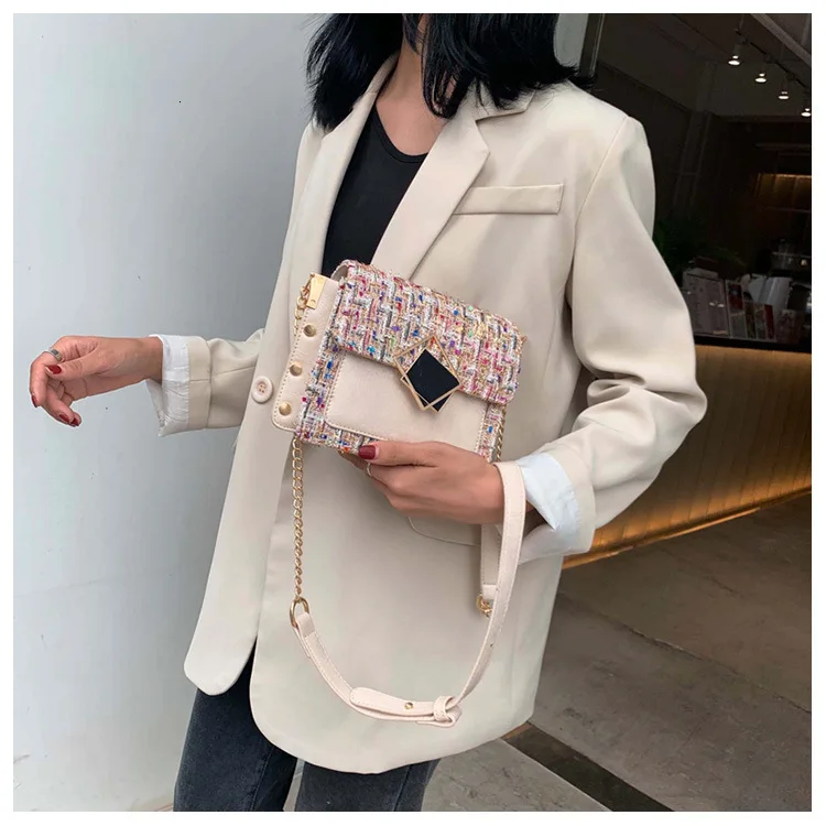 Winter Fashion Woolen Woman Chain Small Luxury Handbags Women Messenger Crossbody Bags Female For Designer Flap Shoulder Bag