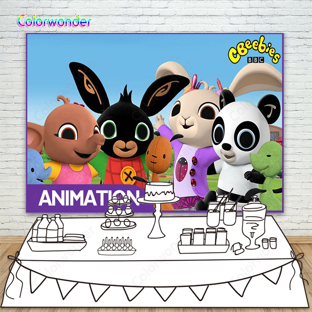 

Custom Bing Bunny Animation Backdrop For Children Newborn Photography Baby Shower Birthday Party Dessert Table Decoration Banner