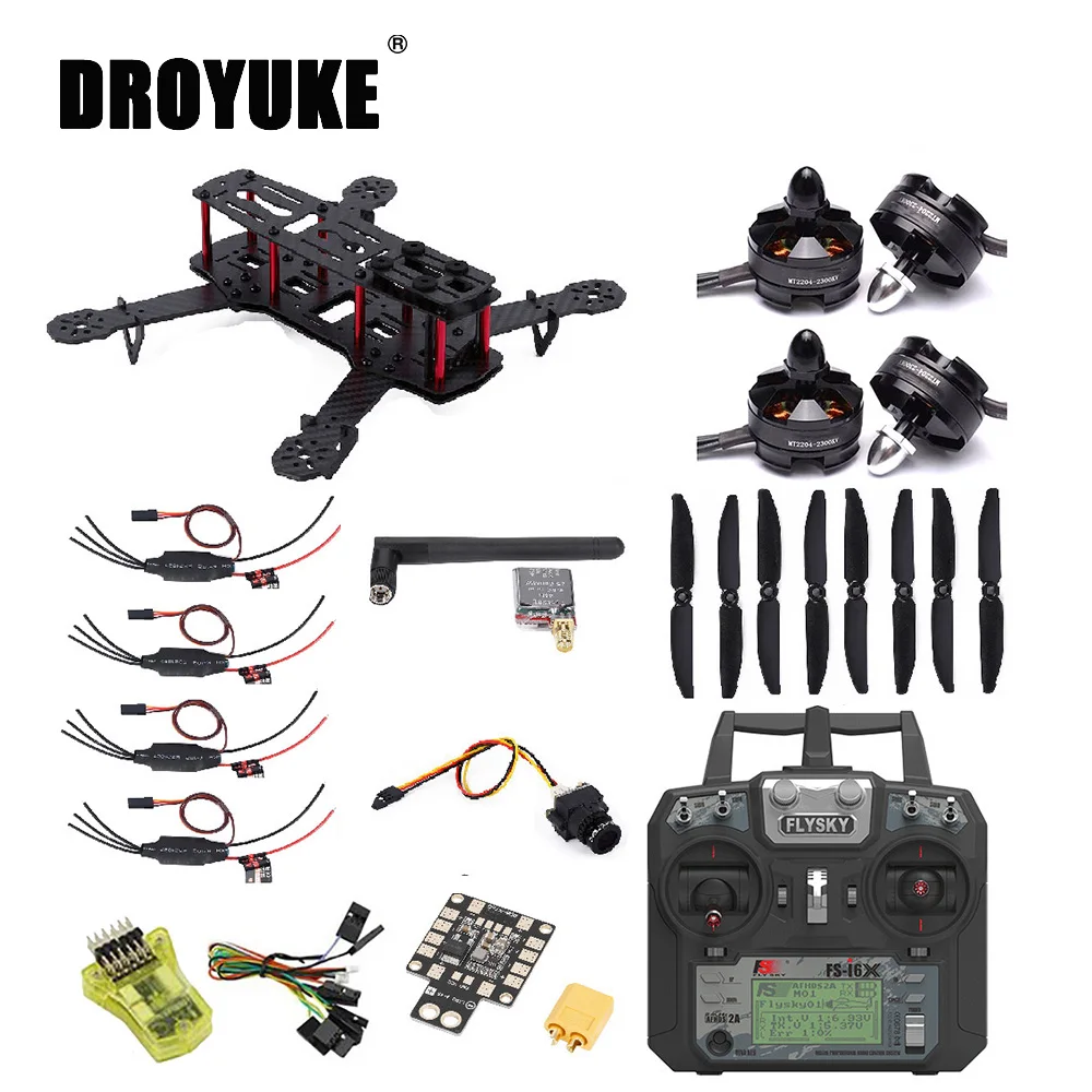 Квадрокоптер Droyuke QAV250 из углеродного волокна 250 мм MT2204 2300kv Motor 12A ESC F3 CC3D Flight Controller