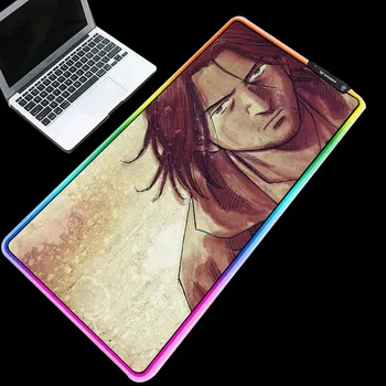 

ZSUXTC RGB Computer Gaming Mouse Pad Large LED Cold Light USB Link Japanese Samurai Thickened High Quality Keyboard Mat