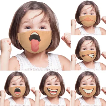 

Child Mask Funny Face Printed Mask Dustproof Windproof Breathable Mouth Mask Washable And Reusable Kids Funny Pattern Mask Maske
