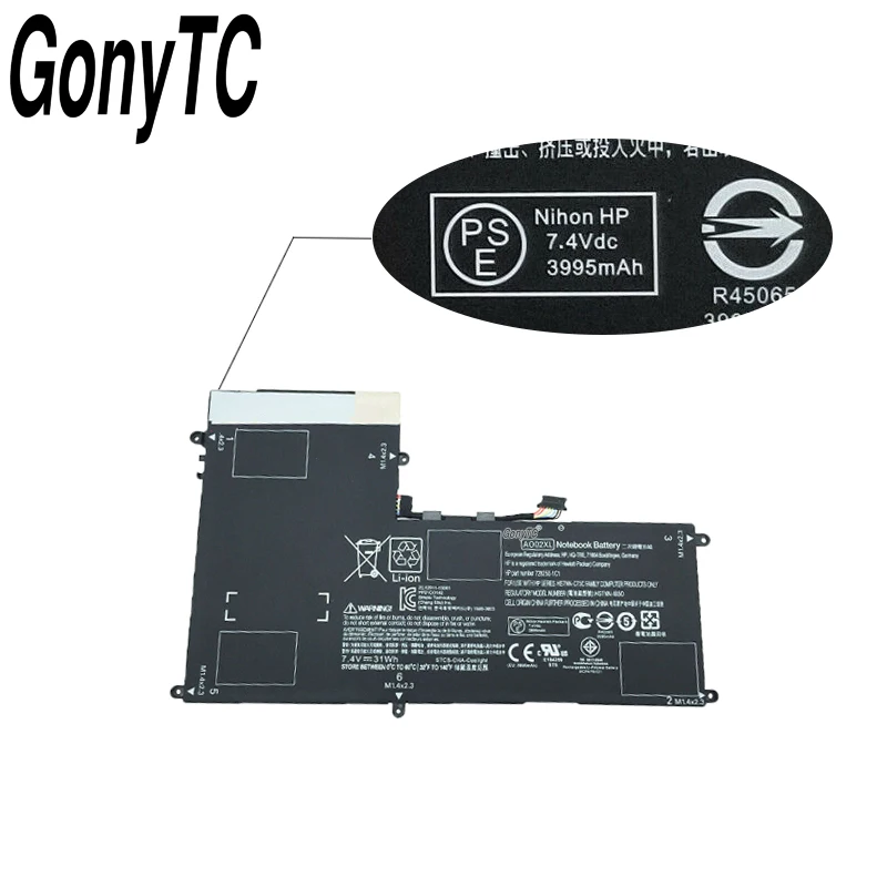 GONYTC AO02XL 7,4 В 36wh ноутбук Батарея для hp ElitePad 1000 G2 HSTNN-LB5O 728250-1C1 728558-005 728250-421 A002XL