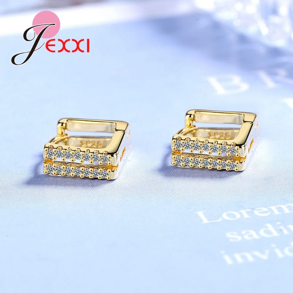 Gold Изысканные 925 серебряные серьги AAAAA Стразы с квадратным геометрическим дизайном в стиле панк для мужчин и женщин стильные ювелирные изделия abrian Brincos Pendientes - Окраска металла: Gold
