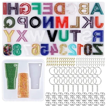 

Alphanumeric Resin Casting Mold Resin Key Chain Jewelry Mold with Key Ring Jump Ring DIY Making Key Number Decoration