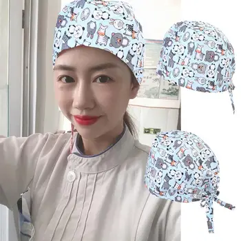 

1Pc Printed Pattern Cotton Cap For Haircut Operation Cap Beauty Salon Headgear Barber Tools Accessories