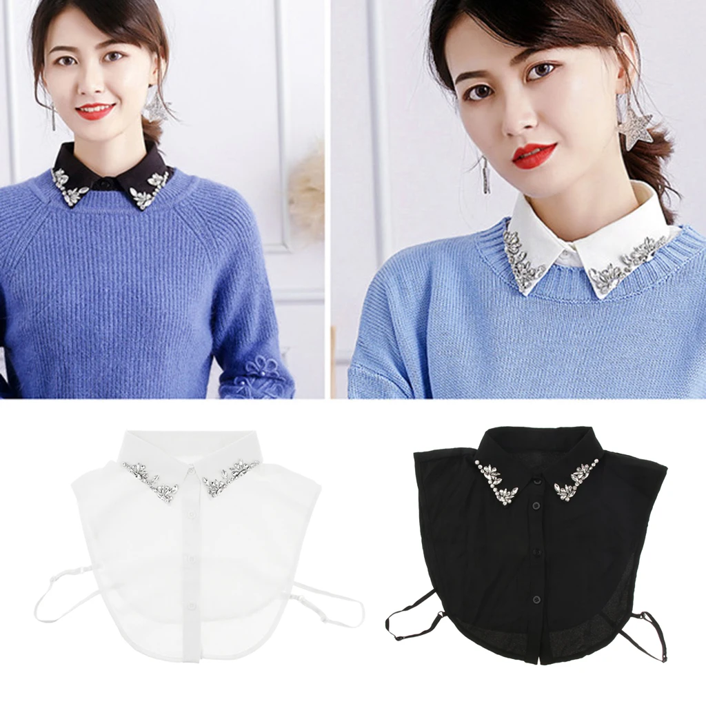 

2 Pack Peter Pan Detachable Shirt Blouse Fake False Collar Black White