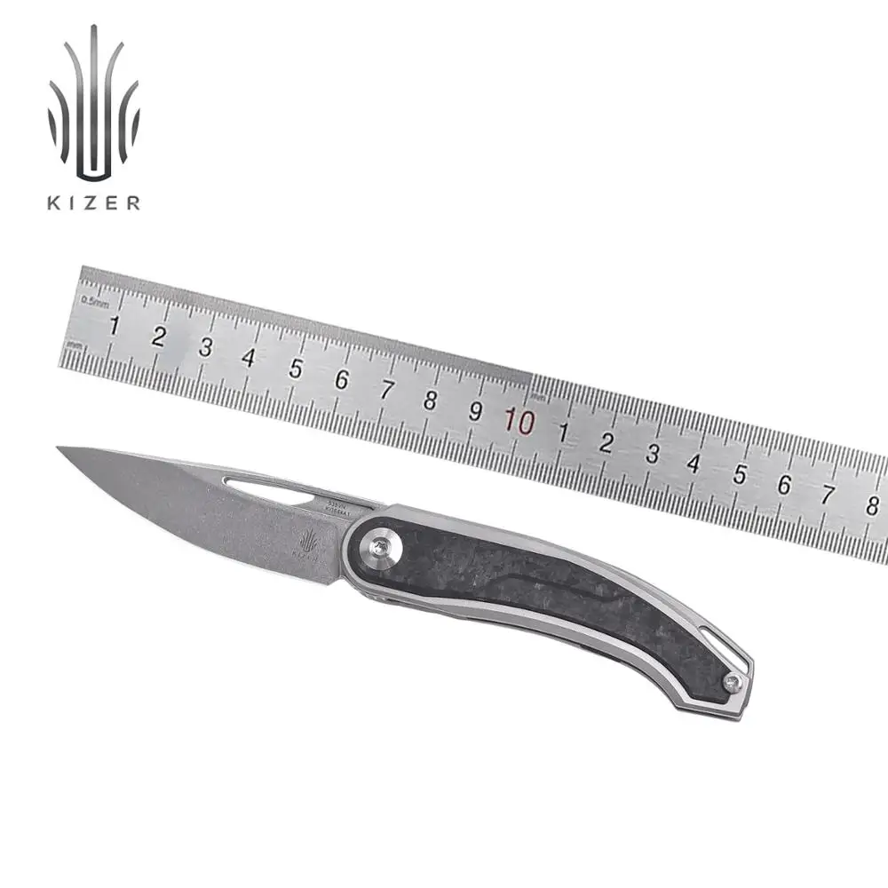 

Kizer hunting knife apus KI3554A1 2020 new carbon fiber handle knife high quality outdoor camping tool