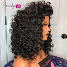 150% 13x6 короткие кудрявые волосы Синтетические волосы на кружеве человеческих волос парики для чернокожих Для женщин предварительно вырезанные малайзийские волосы Remy Синтетические волосы на кружеве al парик