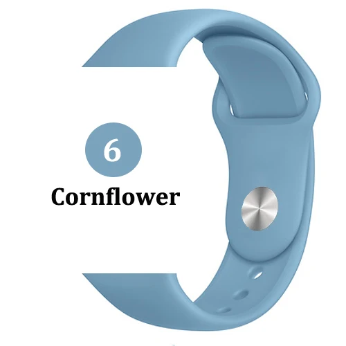 Ремешок для Apple watch band 5 4 44 мм 40 мм correa iwatch 4 3 2 42 мм 38 мм спортивный силиконовый браслет pulseira аксессуары для Apple watch - Цвет ремешка: 6-Cornflower